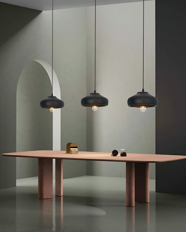 modern matte black resin wave pendant light