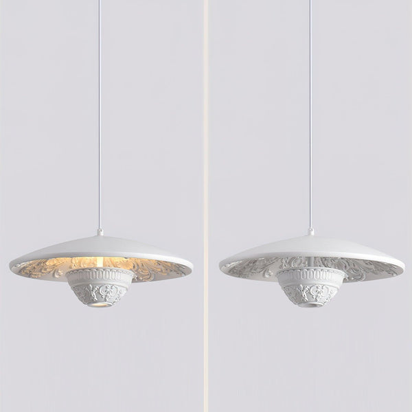 modern matte white iron flying saucer pendant lamp
