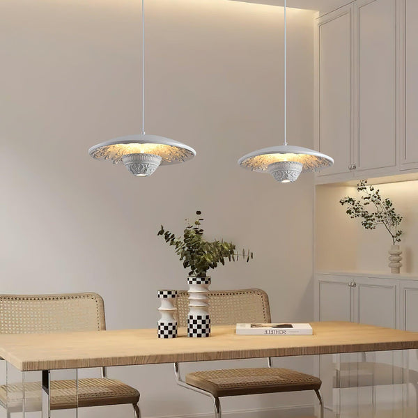 modern matte white iron flying saucer pendant lamp