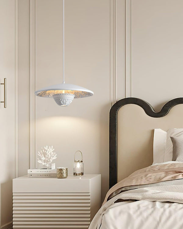 modern matte white iron flying saucer pendant lamp