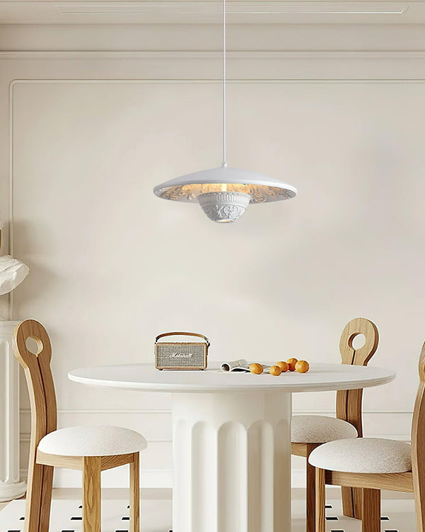 modern matte white iron flying saucer pendant lamp