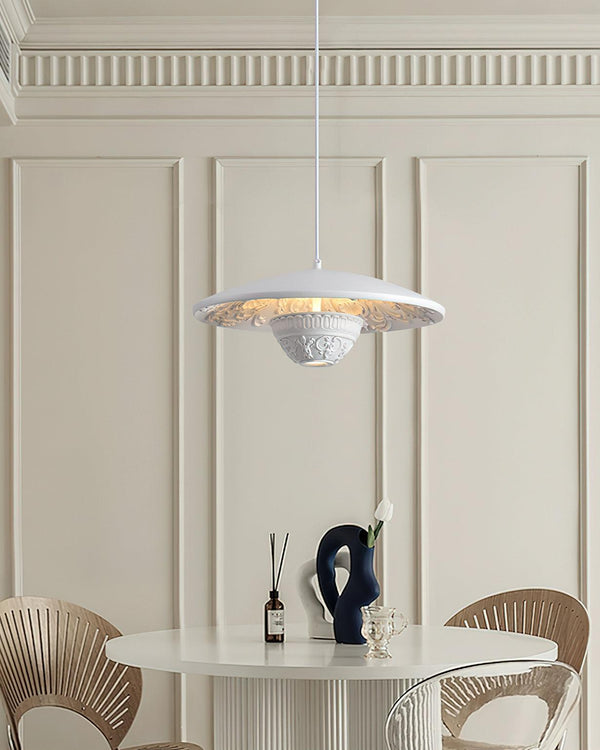 modern matte white iron flying saucer pendant lamp
