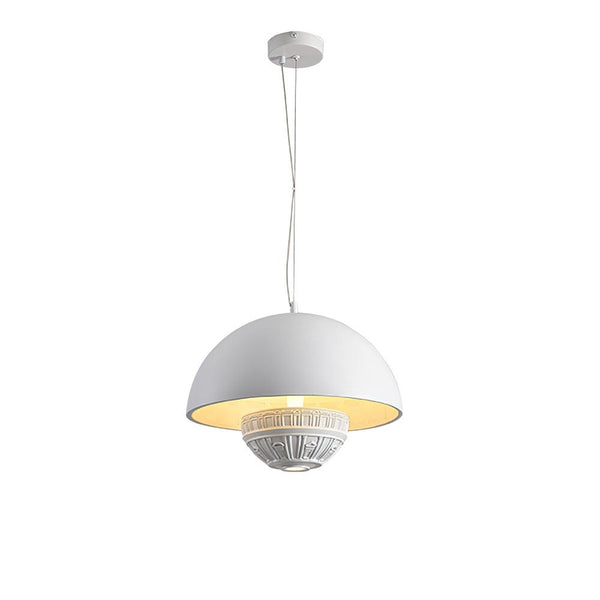 modern matte white resin saucer pendant lamp