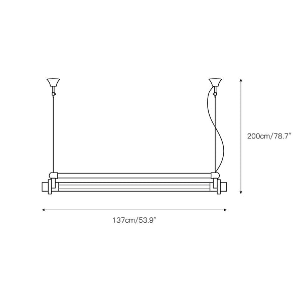 modern metallic aluminum clear acrylic tube pendant light