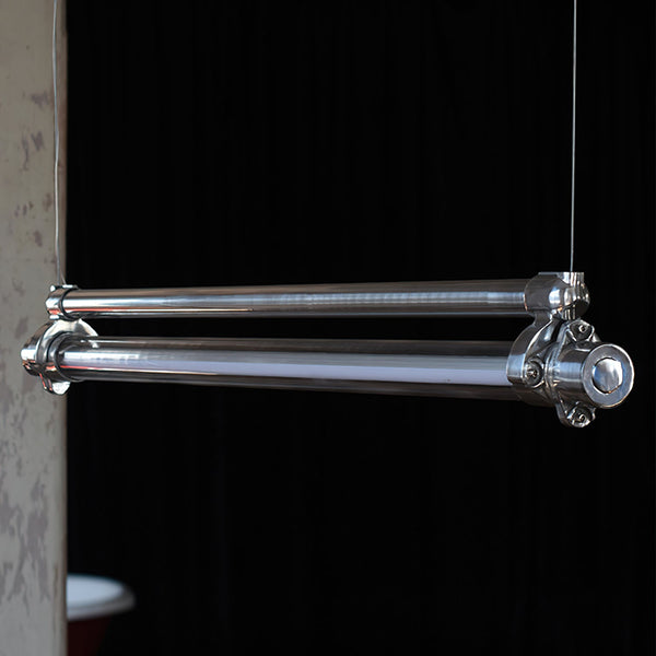 modern metallic aluminum clear acrylic tube pendant light