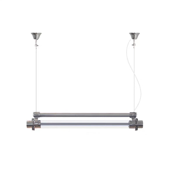 modern metallic aluminum clear acrylic tube pendant light