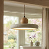 modern natural oak travertine disc pendant light