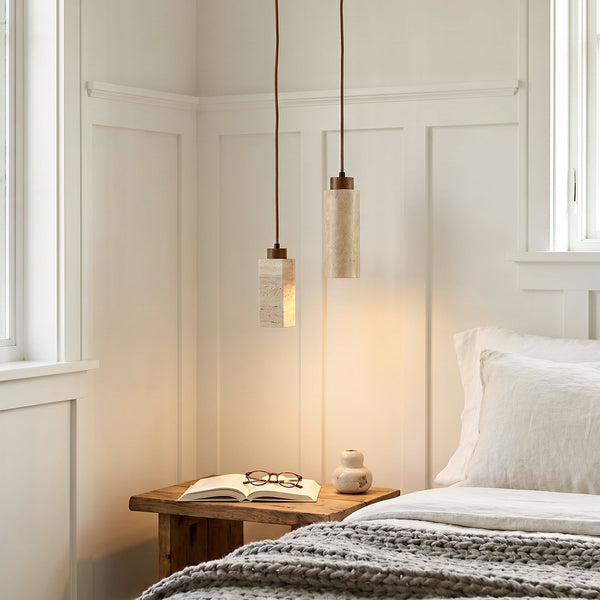 modern natural travertine stone mini pendant light for bedside