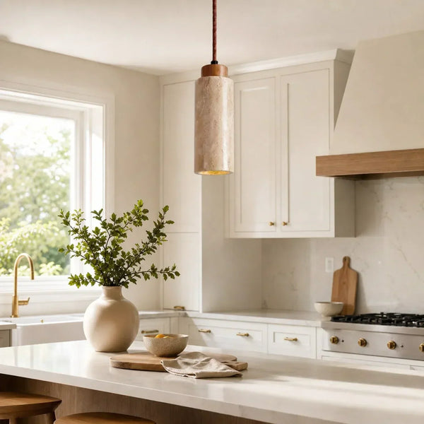 modern natural travertine stone mini pendant light for bedside