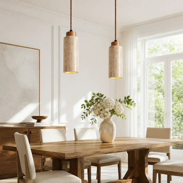 modern natural travertine stone mini pendant light for bedside