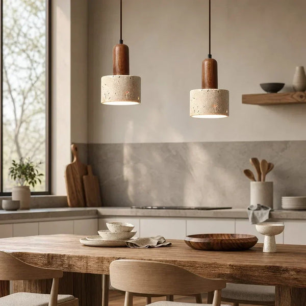 modern natural travertine stone pendant light