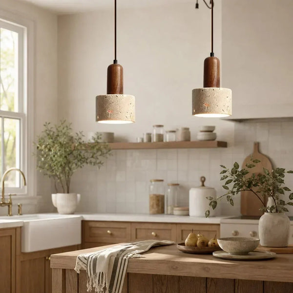 modern natural travertine stone pendant light