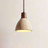 modern natural travertine wood dome pendant light