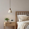 modern natural travertine wood dome pendant light