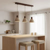 modern natural travertine wood dome pendant light