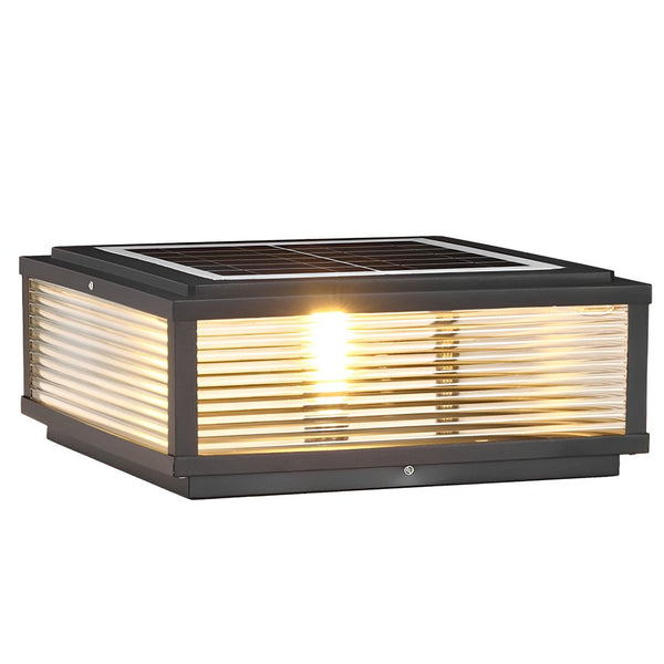 Square Ribbed Glass Outdoor Pier Mount Post Light