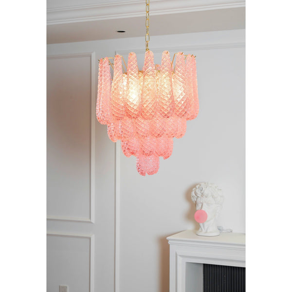 modern pink glass copper chandelier