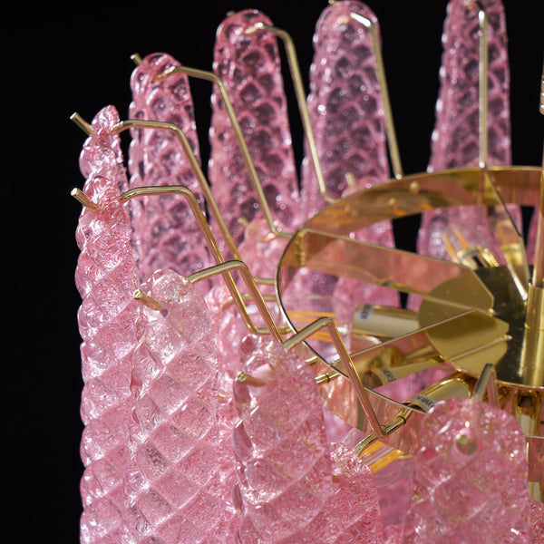 modern pink glass copper chandelier