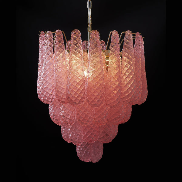 modern pink glass copper chandelier