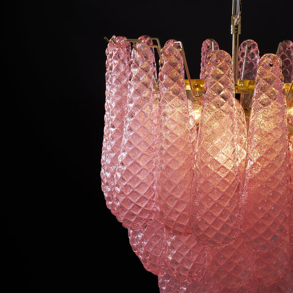modern pink glass copper chandelier