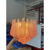 modern pink glass copper chandelier