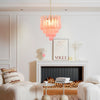 modern pink glass copper chandelier