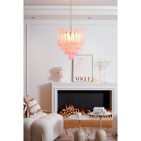 modern pink glass copper chandelier