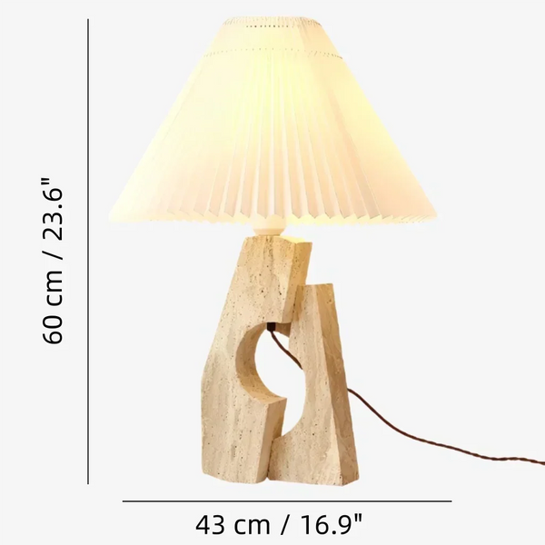 modern pleated travertine fabric table lamp