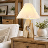 modern pleated travertine fabric table lamp