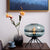 modern sea blue glass iron four leg table lamp