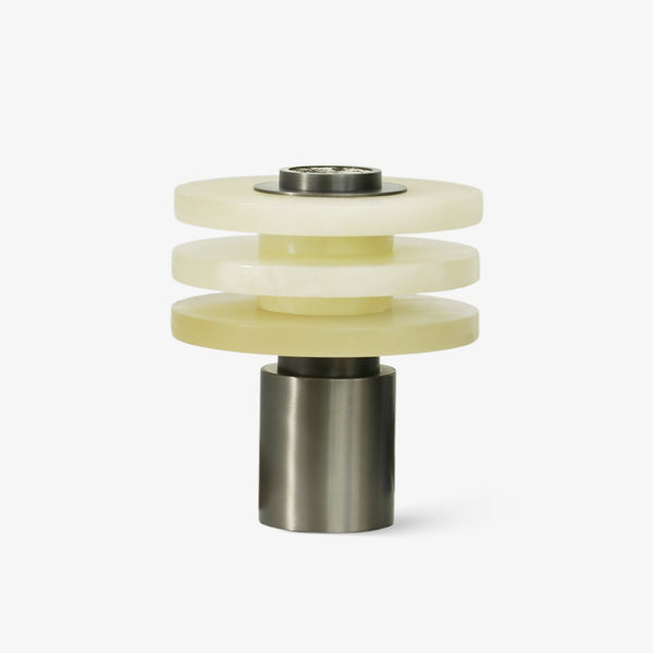 modern silver alabaster tiered obelisk table lamp