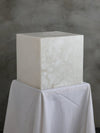 modern snow white natural alabaster cube table lamp
