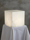 modern snow white natural alabaster cube table lamp