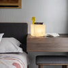 modern snow white natural alabaster cube table lamp