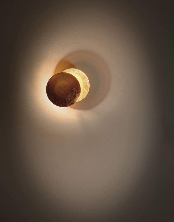 modern steel disc wall lamp with integrated led