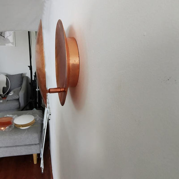 modern steel disc wall lamp with integrated led