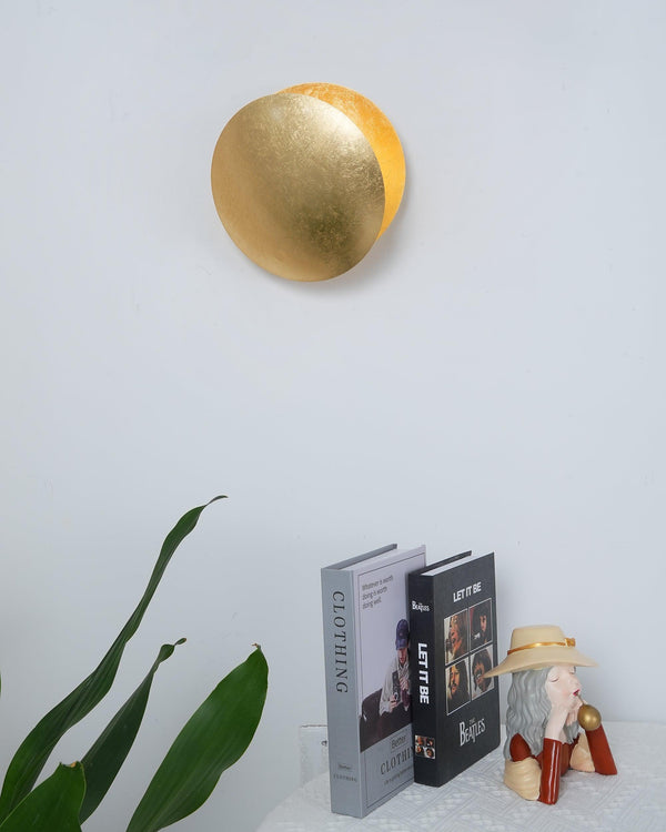 modern steel disc wall lamp with integrated led