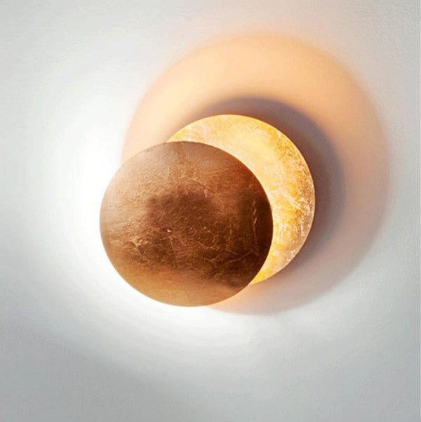 modern steel disc wall lamp with integrated led
