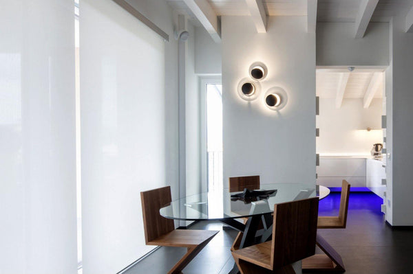 modern steel disc wall lamp with integrated led