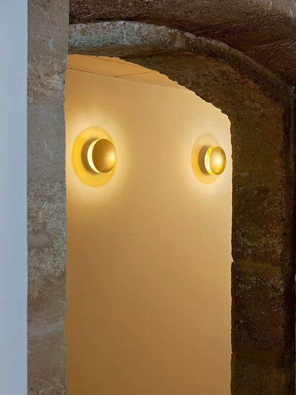modern steel disc wall lamp with integrated led