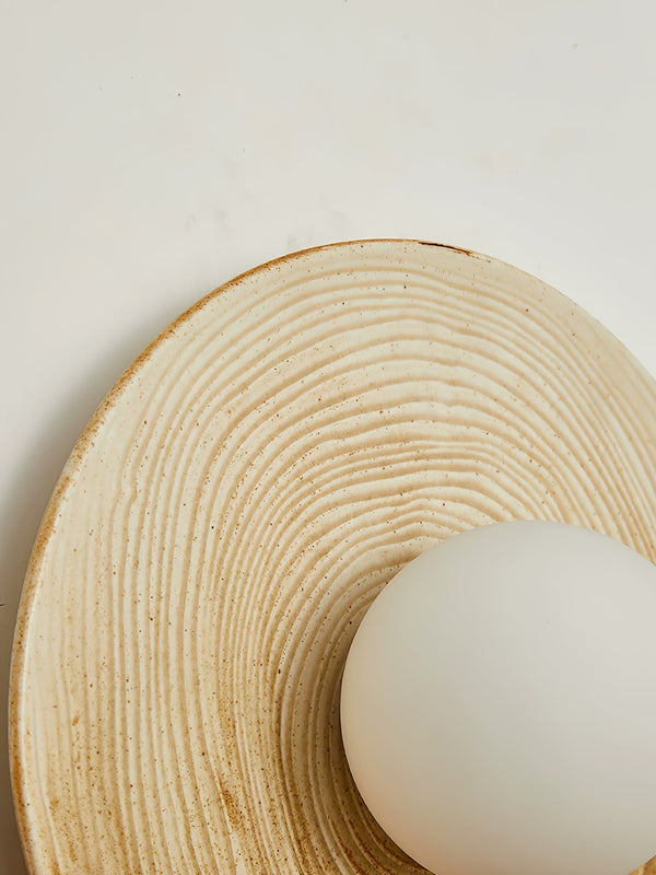 modern terra beige ceramic oval wall sconce