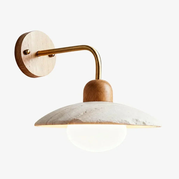 modern travertine disc wall sconce black gold