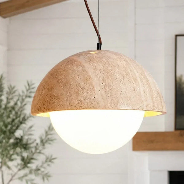 modern travertine dome pendant lamp