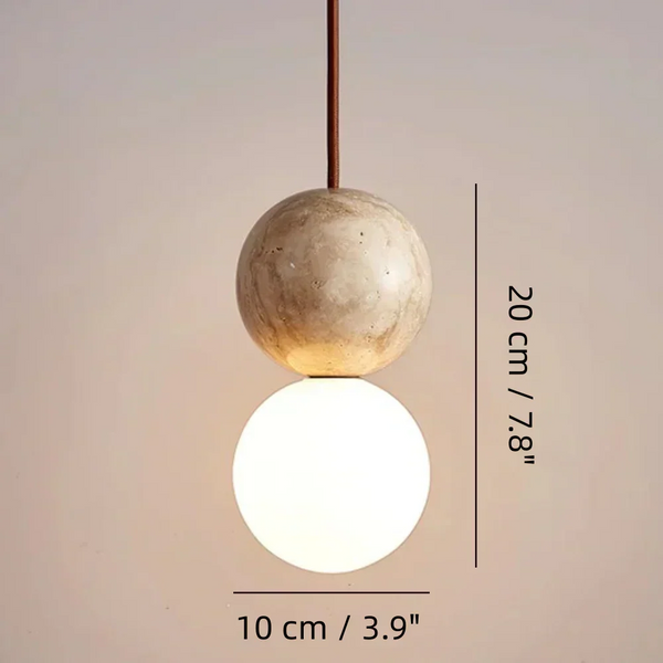 modern travertine frosted glass globe pendant light