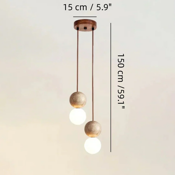 modern travertine frosted glass globe pendant light