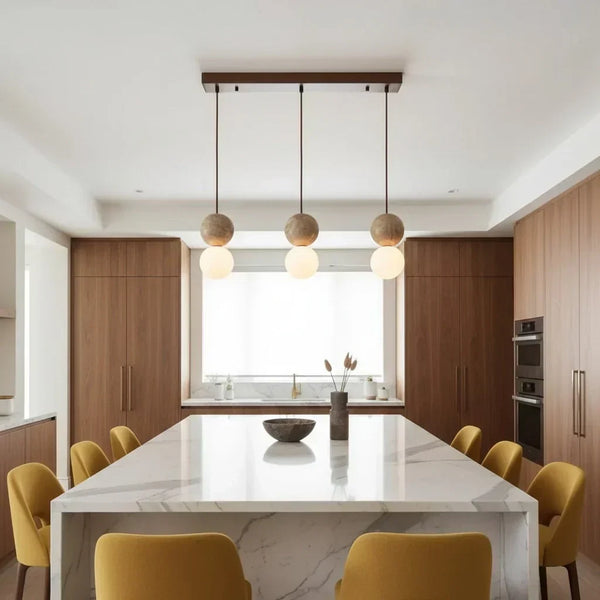 modern travertine frosted glass globe pendant light