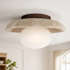 modern travertine glass dome flush mount ceiling light