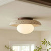 modern travertine glass dome flush mount ceiling light