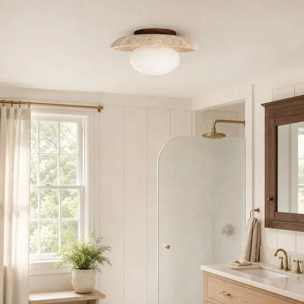 modern travertine glass dome flush mount ceiling light