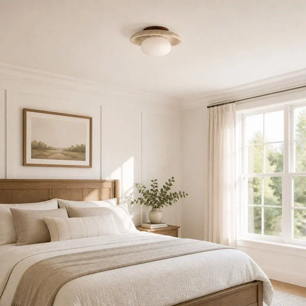modern travertine glass dome flush mount ceiling light